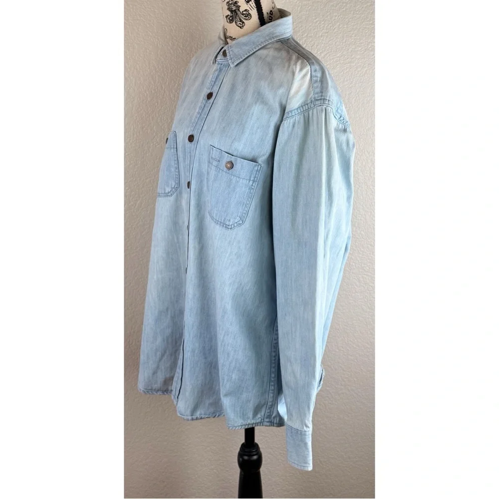 J Crew Vintage ‘Outfitters’ 80s 90s Men’s Chambray Button Down Shirt, size XL